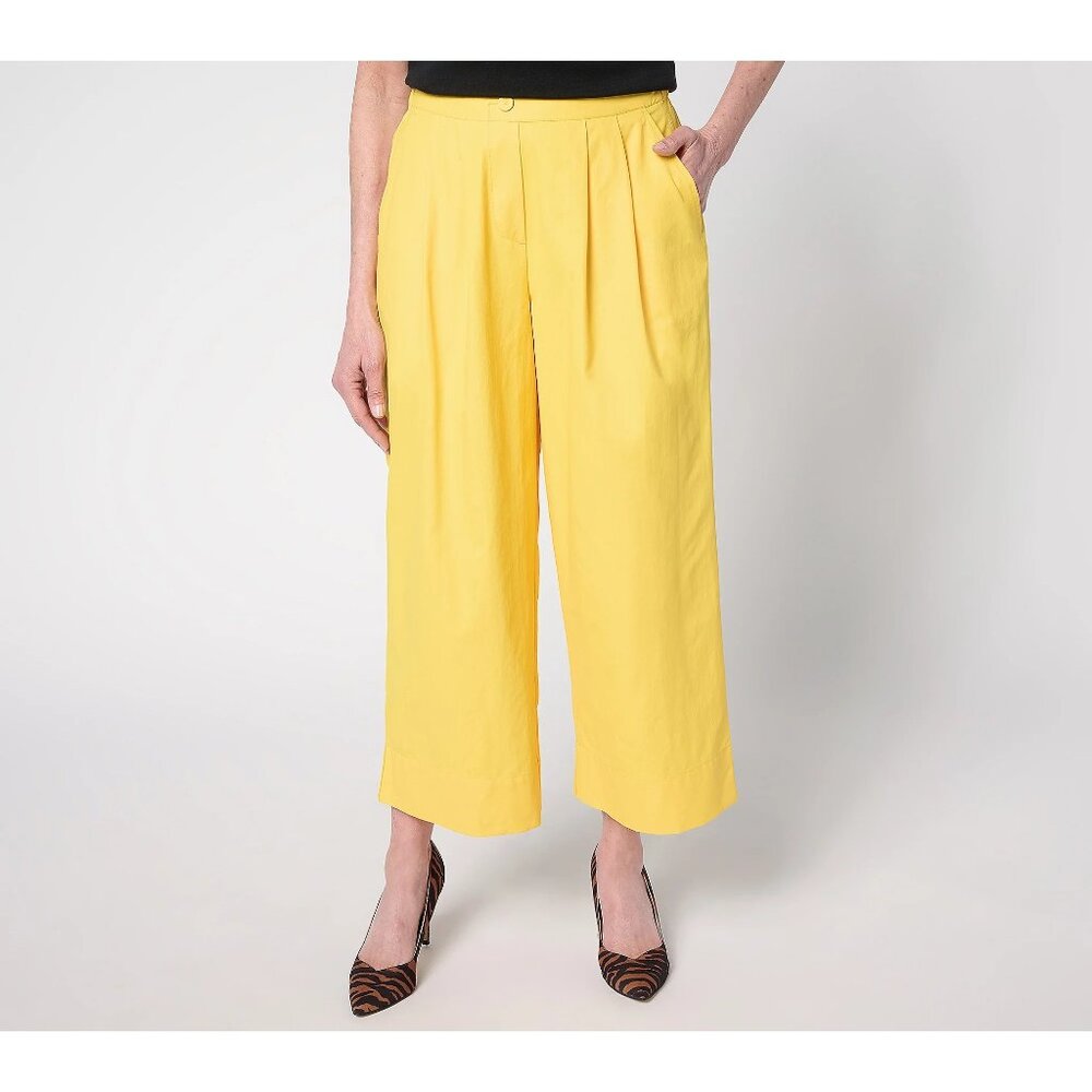 Carla Rockmore Collection Crop Pants Size 14 Petite Wide Leg Taffetta Sunflower